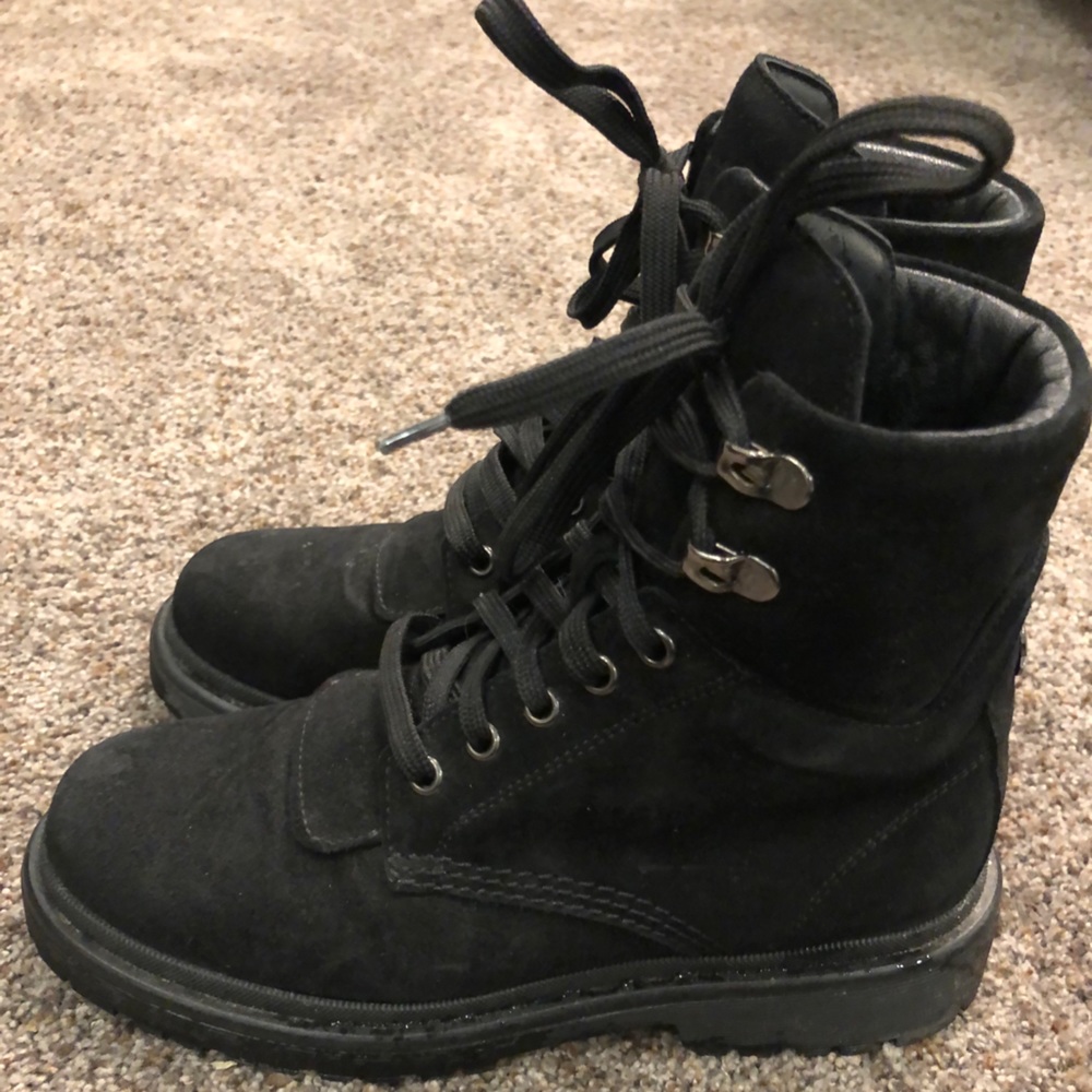 Moncler Black Ankle Combat Boots
